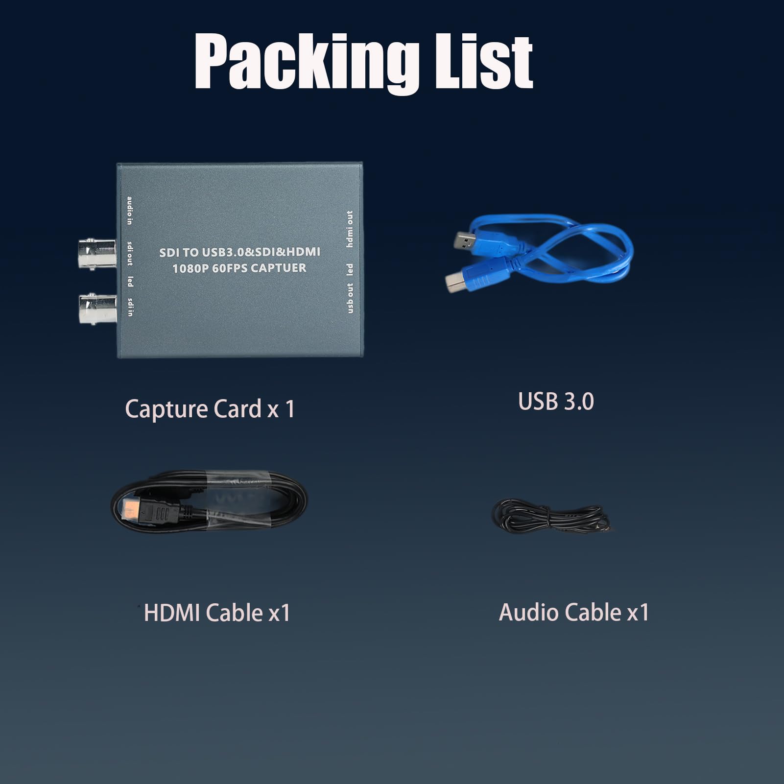 Scheda di acquisizione video HDMI SDI a doppio ingresso, da SDI a USB 3.0, HDMI a USB 3.0 HD 1080P Live Streaming Video Grabber, supporta microfono audio e mixaggio ingresso audio