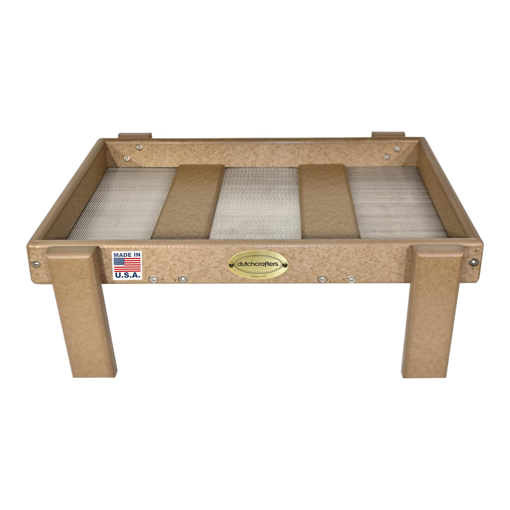 DutchCrafters Recycled Plastic Platform Ground Bird Feeder Tray Made in America (Weathered Wood with Reinforced Mesh Floor),12Wx18Lx6H