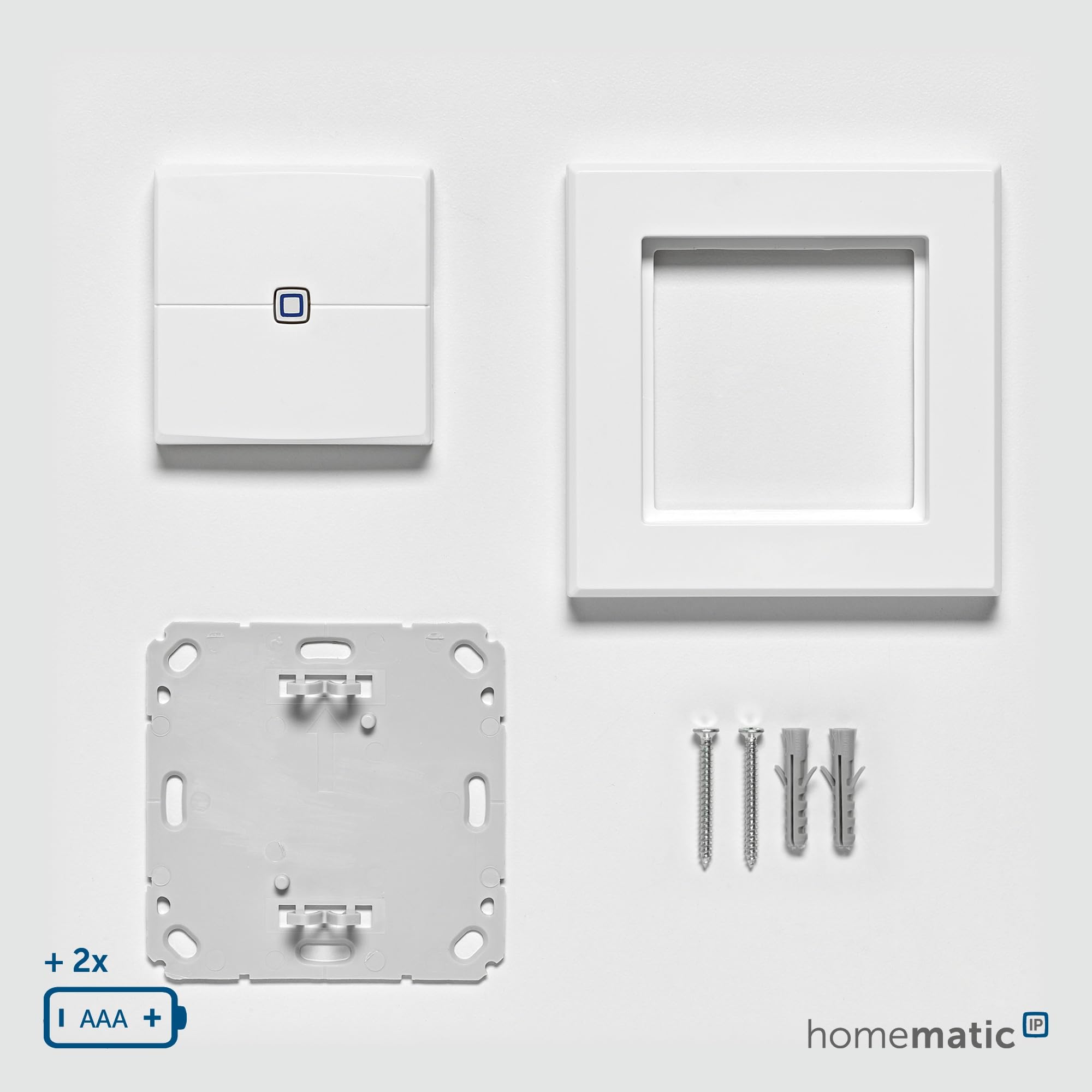 Homematic IP Inteligentny przycisk ścienny – podwójny przełącznik ścienny, dwa przyciski, akcesoria do Twojego Homematic IP Smart Home, uniwersalne zastosowanie, przełącza siłowniki i termostaty