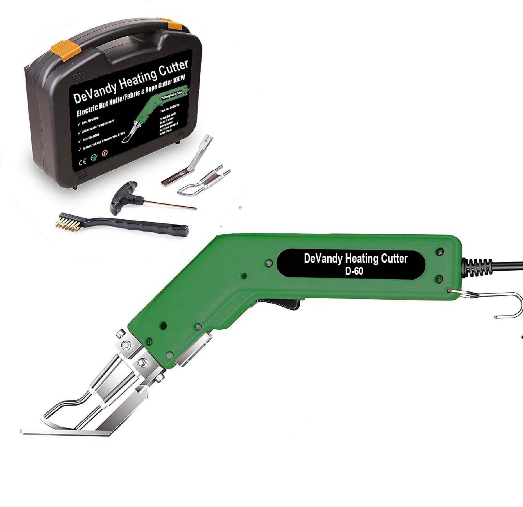 Devandy 220V 60W Electric Hot Knife Ribbon Rope Cutter Melting Fabric Cloth Pvc Rope Nylon Rope Healing Cutting Kit Presser Foot (Knife)