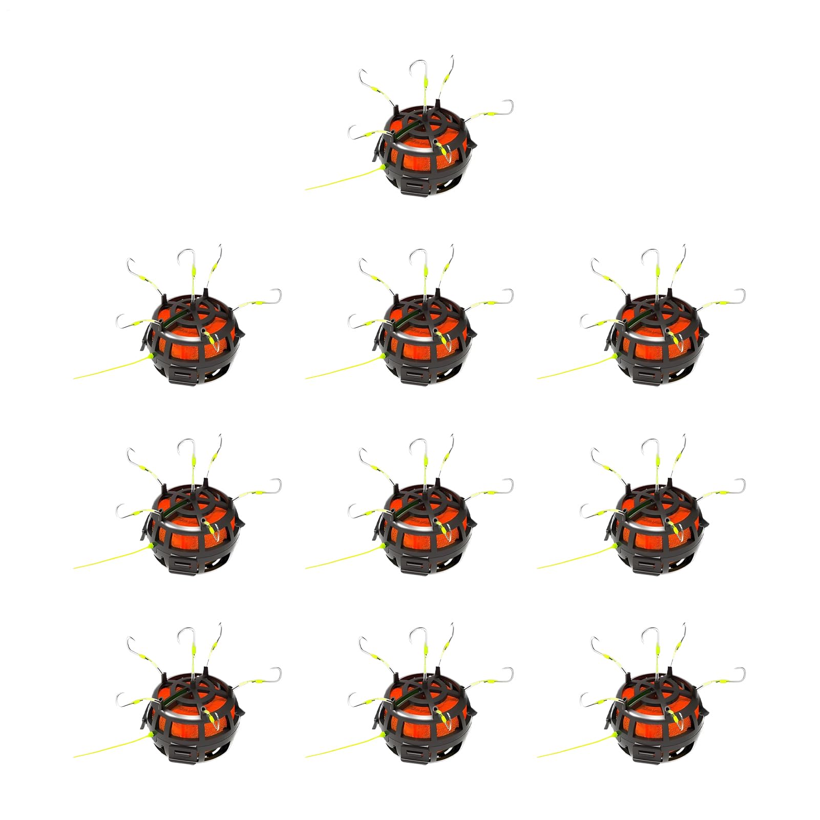 Jaula de cebo con 6 ganchos y apertura inferior invertida