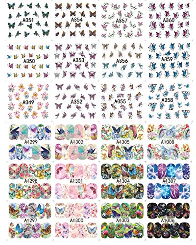 LABOTA 48 Blätter Schmetterling Nail Art Wassertransfer Aufkleber Abziehbilder, Schmetterling Nagelsticker Selbstklebend… – Bild 5