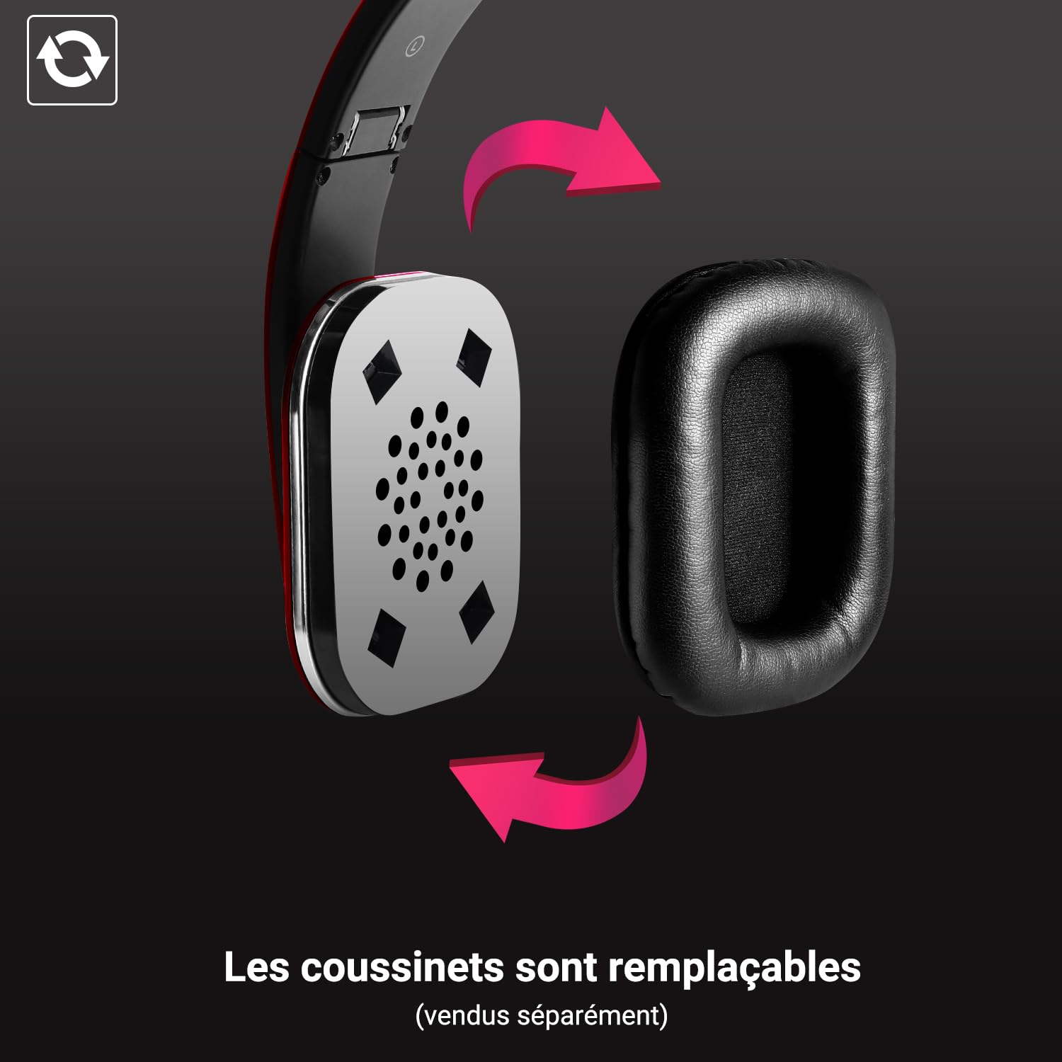 August EP650 - Casque Bluetooth Rouge sans Fil 4.2 aptX Low Latency-Circum Auriculaire avec Micro Léger Pliable Confortable NFC-Casque Audio Homme Femme Compatible iPhone Android TV Ordinateur Sport