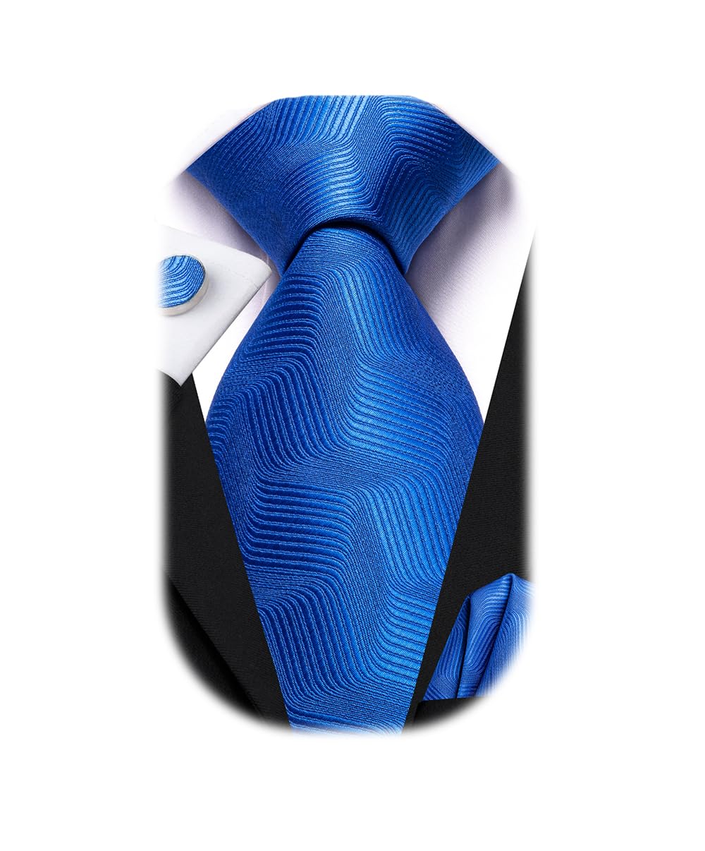 DubulleMens Paisley Striped Tie WOVEN Necktie for Men and Handkerchief Cufflinks Set Wedding Formal Business