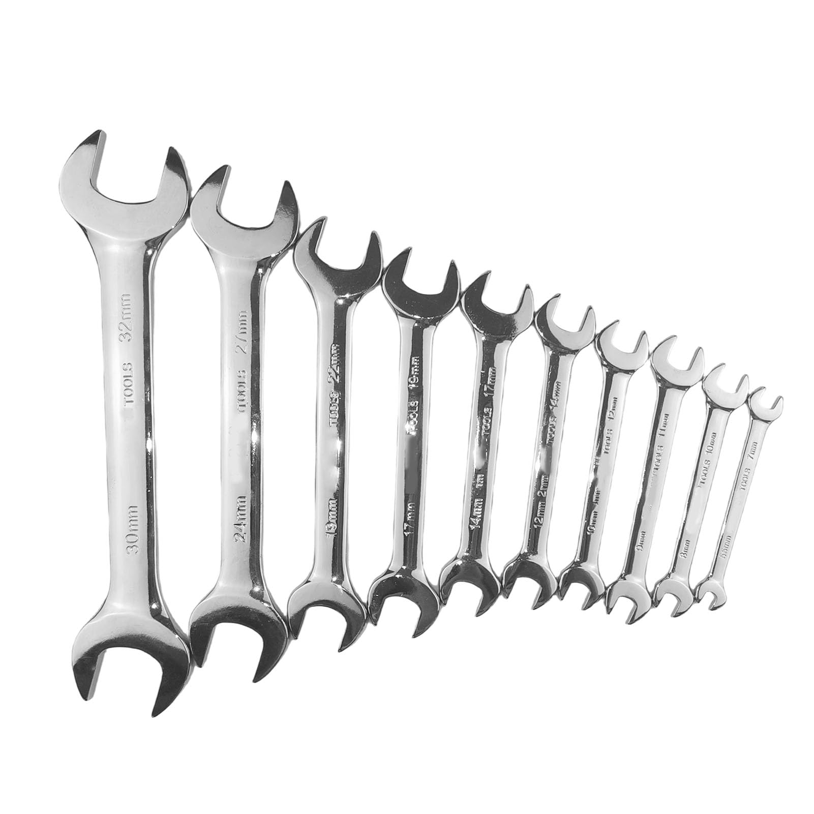 Hyuduo Zestaw 10 Kluczy Płaskich Dwustronnych ze Stali Węglowej 5.5-32mm z Precyzyjnie Kutym, Antypoślizgowym Wzorem do Napraw Samochodów, Konserwacji Domowej i zadań przemysłowych.