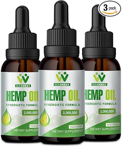 (3 Packs) Hemp Oil Drops High Potency - 2,000,000 Maximum Strength Organic Grown in The USA - Natural Hemp Tincture - C02 Extraction, Vegan, Non-GMO