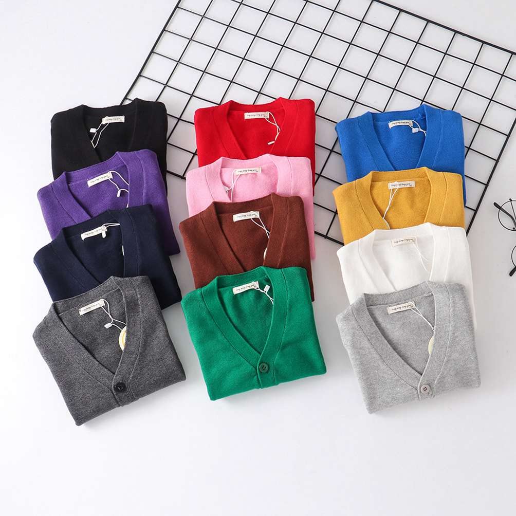 LNICEAR Baby Boys Girls V-Neck Casual Cardigan Sweaters Long Sleeve Button Cotton Solid Color Uniform Knit Tops Outwear Black 12-18 Months