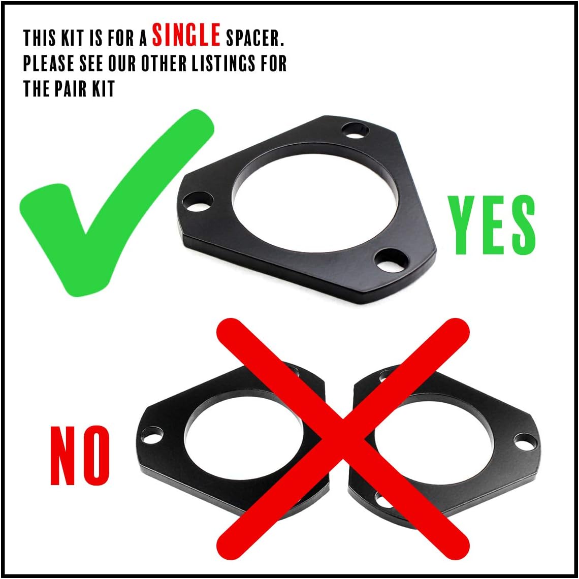 Wulf Individual Front 1/2" Leveling Lift Kit Driver Lean Spacer compatible with 2005-2020 Toyota Tacoma 2WD 4X4