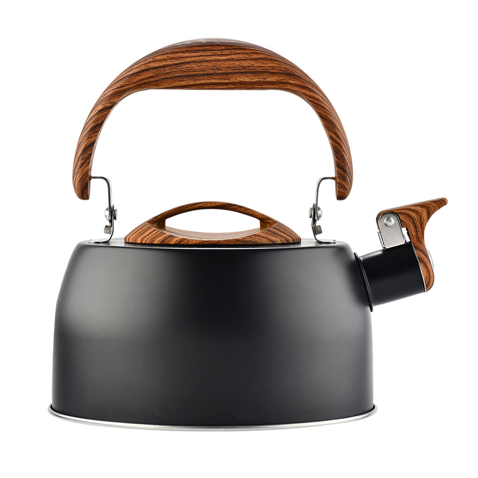 Hervidor de cocina,hervidor silbante, For todas las placas/estufas, gas, inducción, acero inoxidable de grado alimenticio, fondo compuesto de tres capas engrosado de alta capacidad, adecuado, negro (2