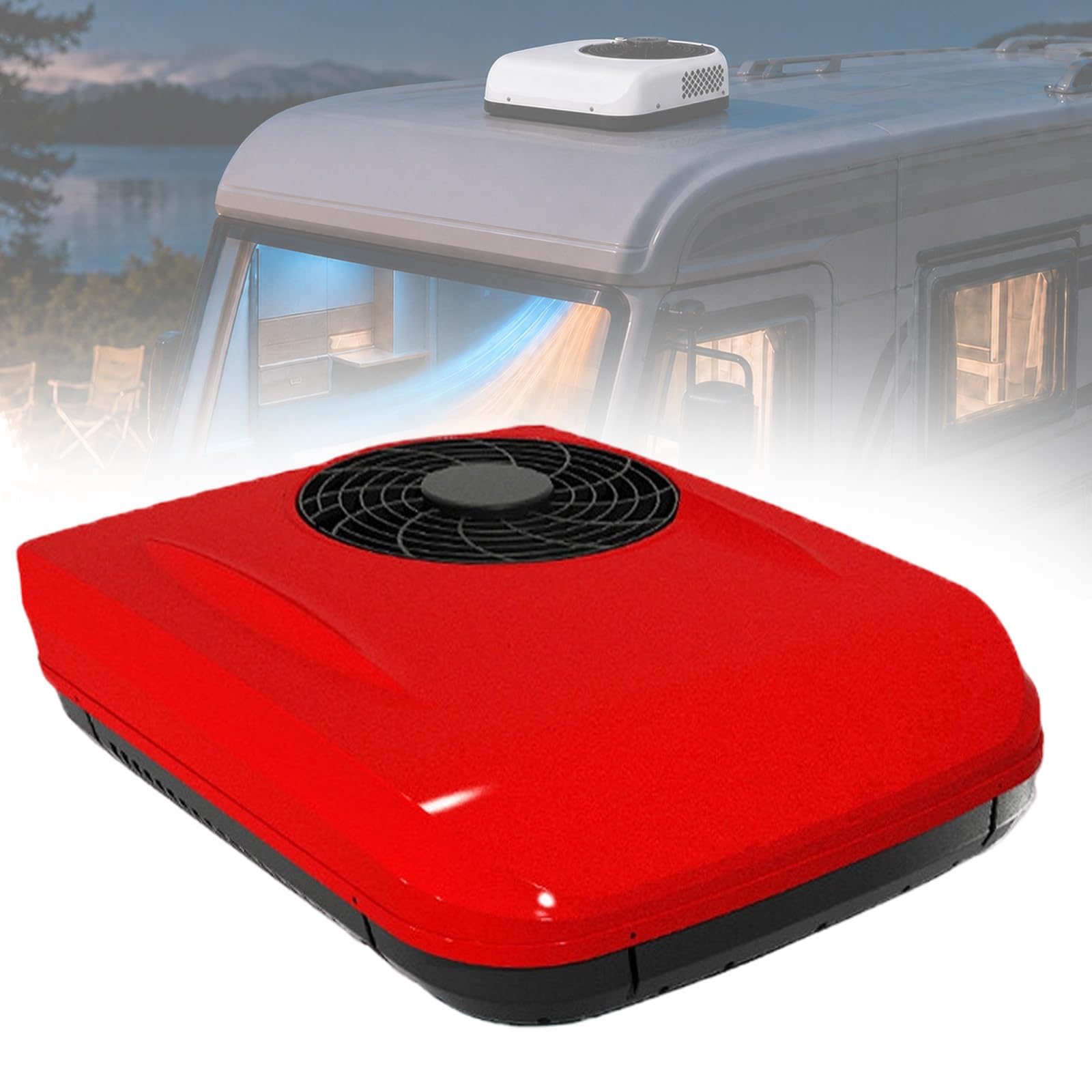 Rzythochron Dc Air Conditioner, Rv Rooftop Air Conditioner, Rv Air Conditioner Cool Rooftop Dc Unit, Heating & Cooling, For Truck, Boat, Automotive, Camper, Travel Trailer Red-24V