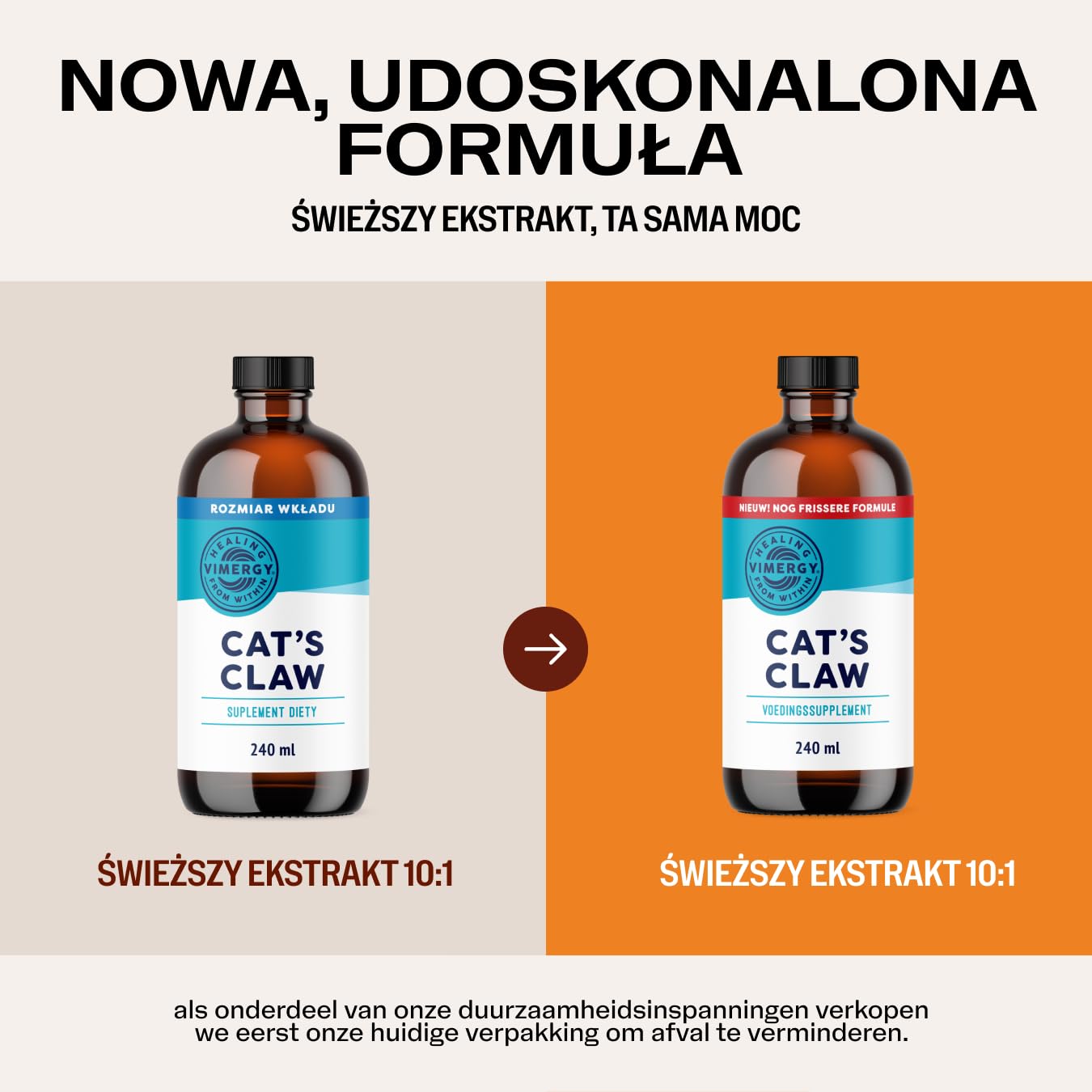 Suplement ziołowy Vimergy – Płynny organiczny Koci Pazur – Nowy, świeższy ekstrakt dla wsparcia antyoksydacyjnego – Vegański, paleo, bezglutenowy, koszerny – 120 porcji (240 ml)
