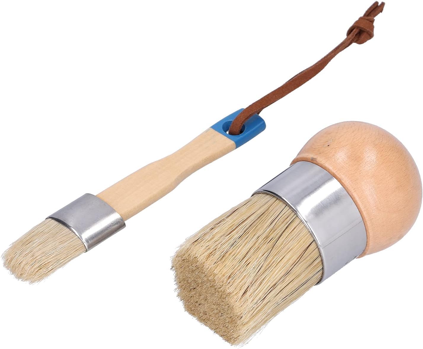 2 Pieces Chalk and Wax Paint Brushes Cabinet Paint Brush Bristles Waxing Brush for Furniture Wall Painting Projects Coating DIY Arts Supplies Brushes