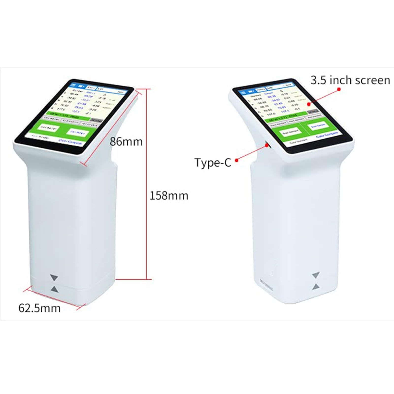 Hand-Kolorimeter, Touchscreen-Kolorimeter, tragbares Präzisions-Kolorimeter, multifunktional, Kolorimeter, Spektralphotometer, 8mm/20mm Blende, 3,5-Zoll-Touchscreen(LS173-8MM)