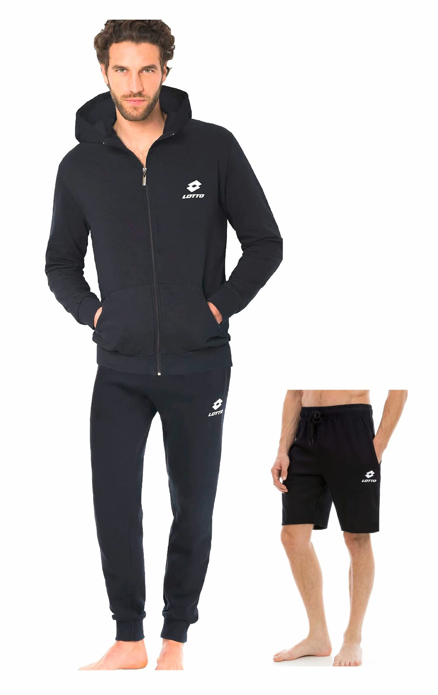 Lotto Tuta Uomo in Felpa Estiva + BERMUDA - Tuta Uomo Completa - Tuta Sportiva Uomo - Tuta Uomo Estiva MIX