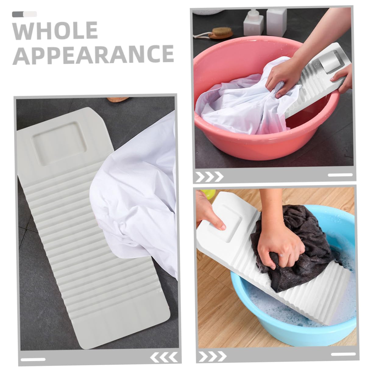 OUNONA ASSE da Bucato e Superficie ad Alta Frizione Portatile in Plastica ABS Bianco Design per Lavare Vestiti e Calzini in Campeggio e Viaggio