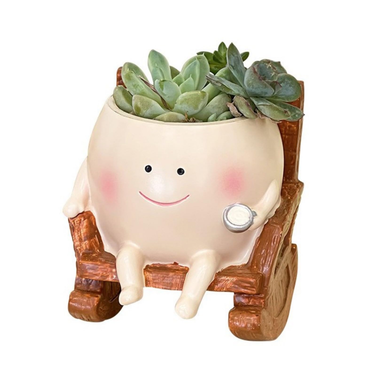 LUCKGONI Resin Fleshy Plant Container Rocking Chair Planter Flowerpot Ornament for Fleshy Cactuses Container for Home Balcony