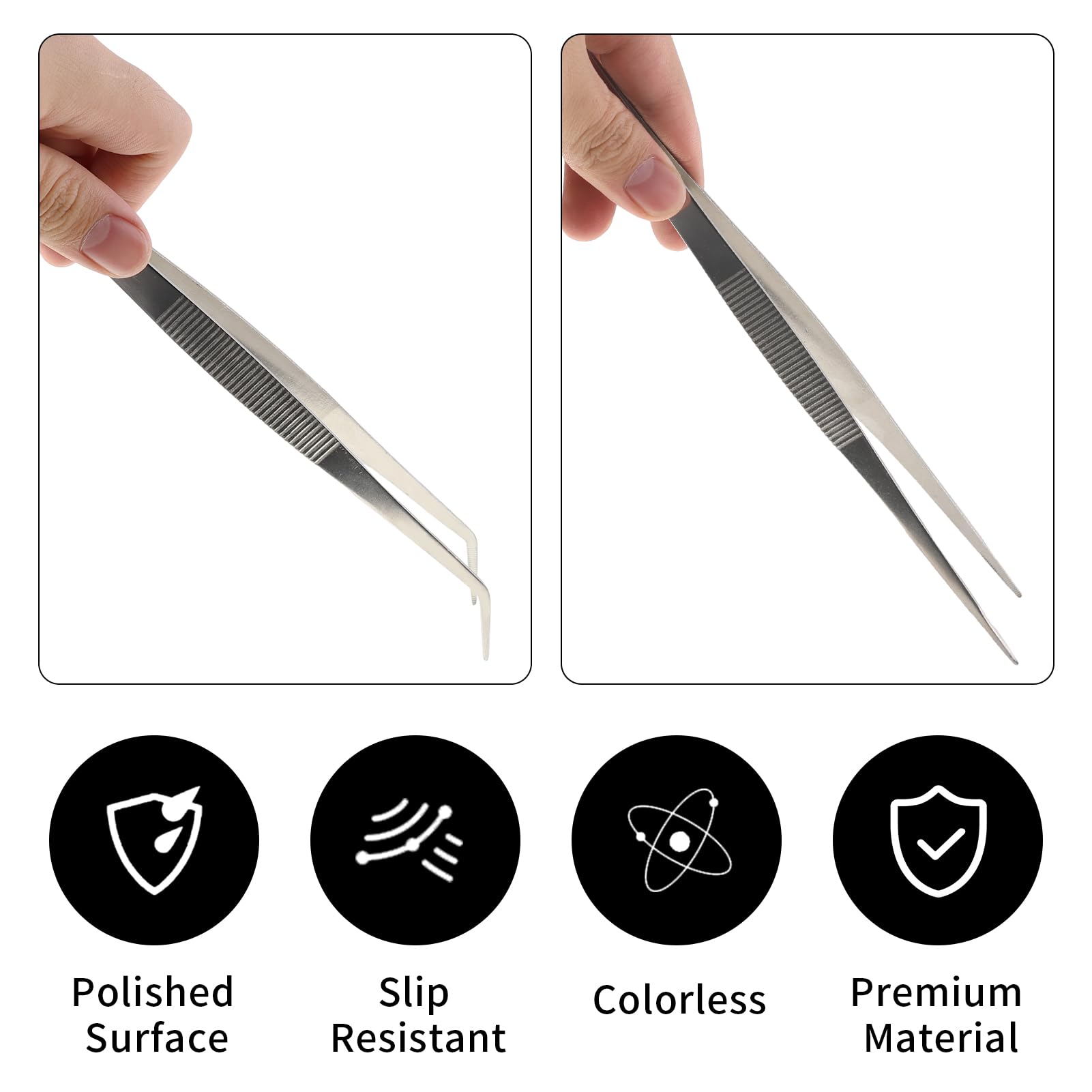 Pinzette Professionali 25cm In Acciaio Inox - Set 2 Pinzette Dritta E Curva Per Hobby