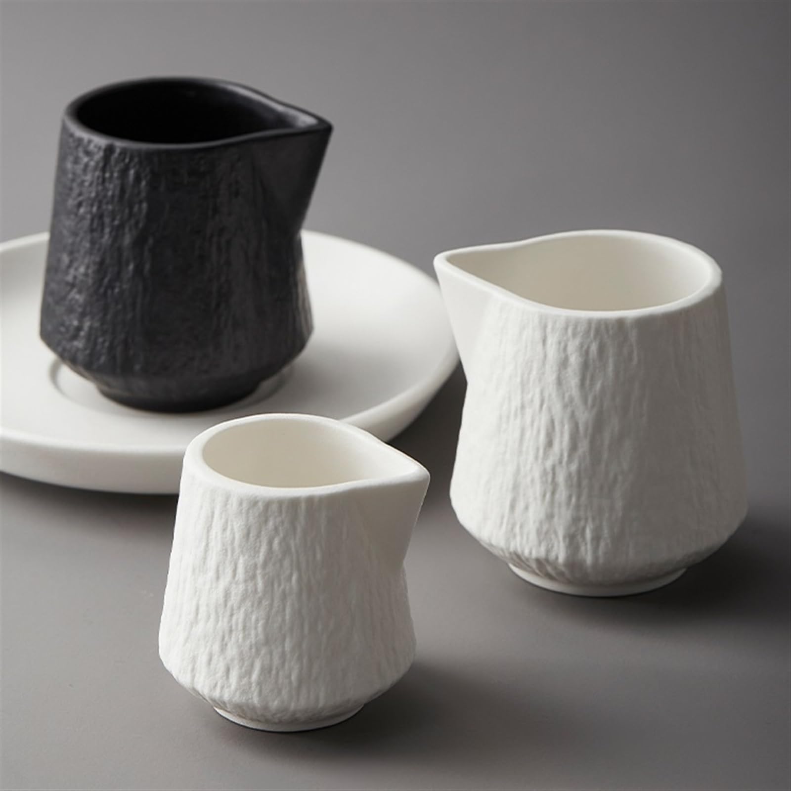 Bote para Salsas Gravy, Salsera de cerámica, Taza for Salsa, Jarra de Leche, Plato for mojar ensaladas, Multicolor, Varios tamaños(Black,M)