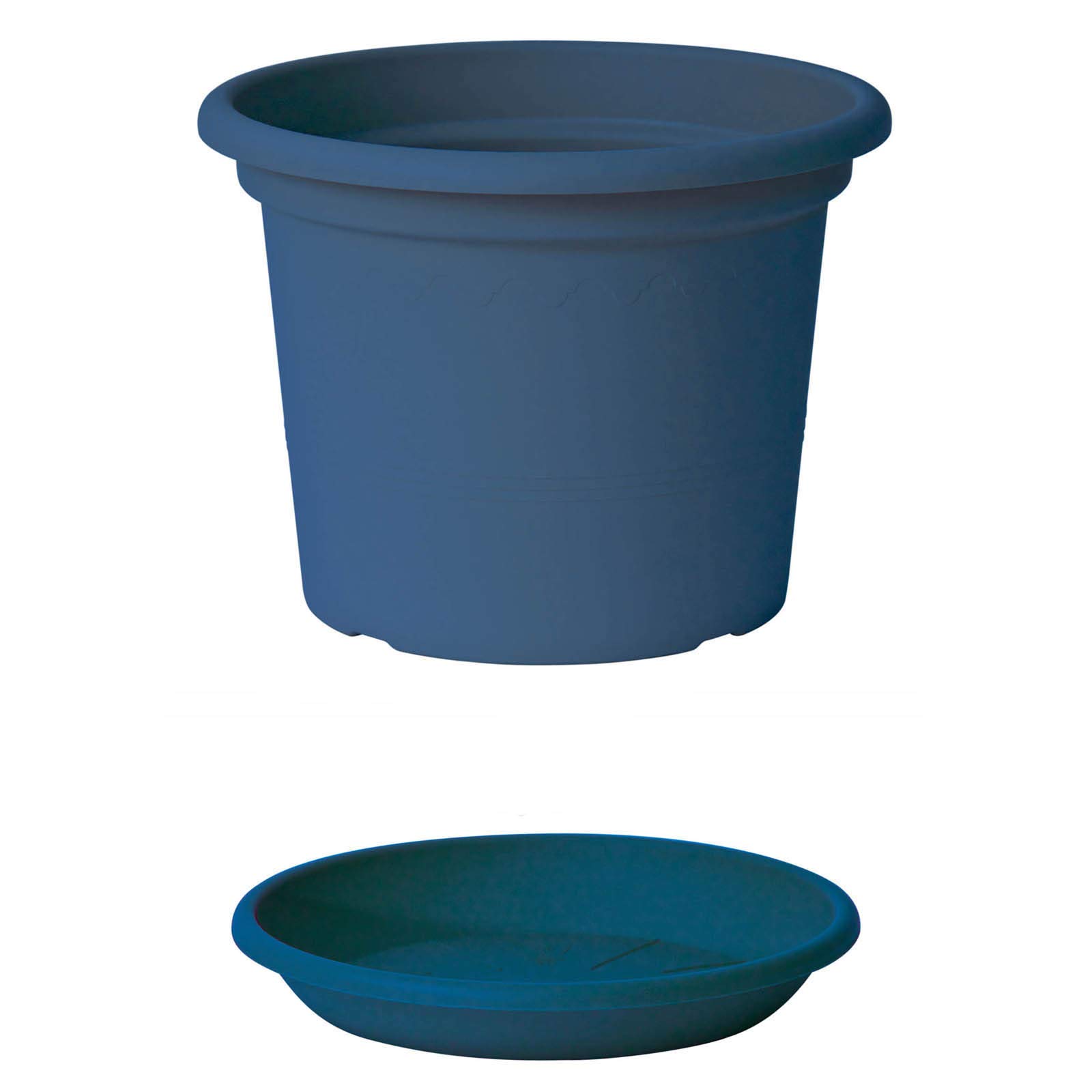 Euro3plast Geo Blumentopf mit Untersetzer 12 Größen und 9 Farben zur Wahl (30 cm, Petrol-Blau)