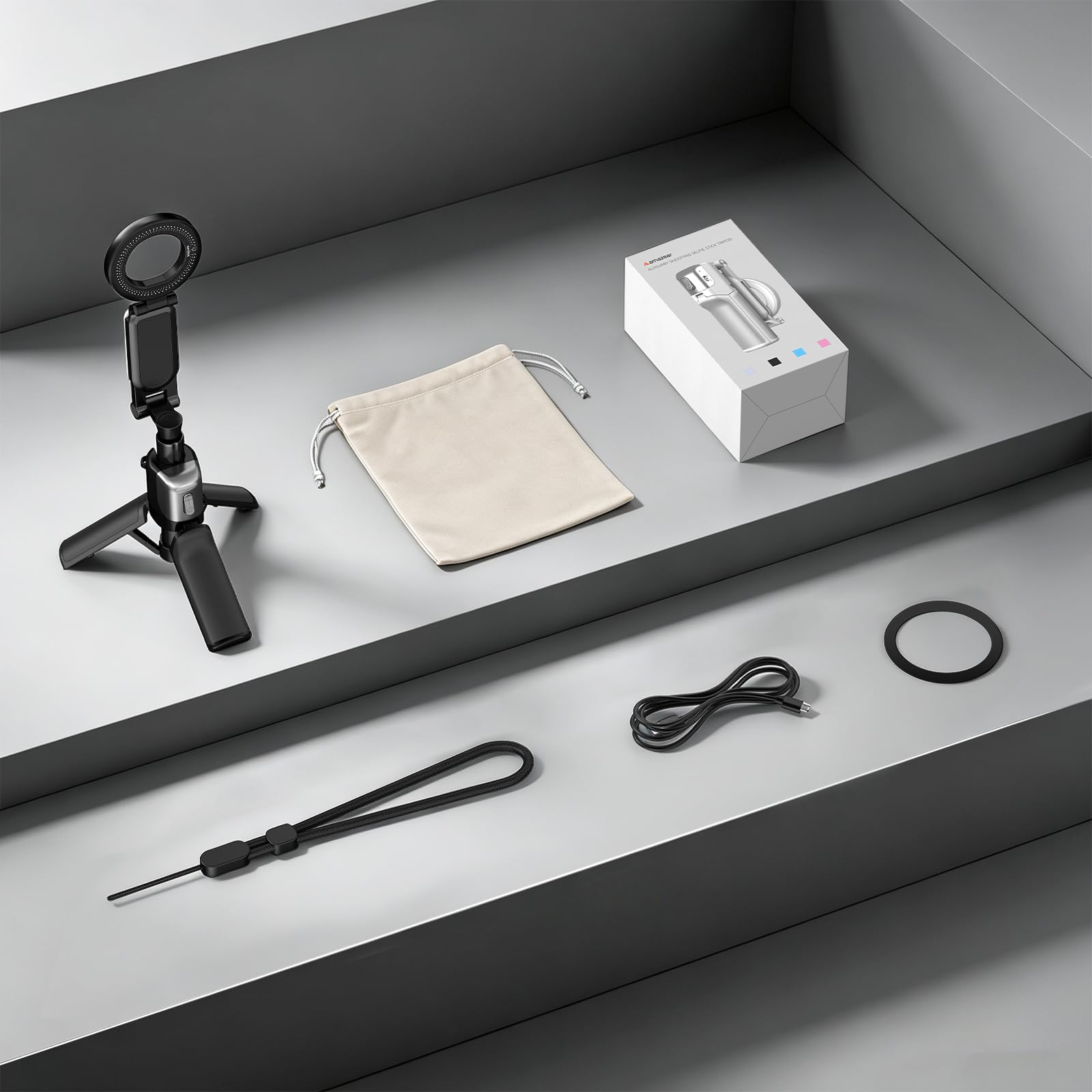 AMAZEAR 3-in-1 Selfie Stick Treppiede Magnetico con Telecomando Wireless