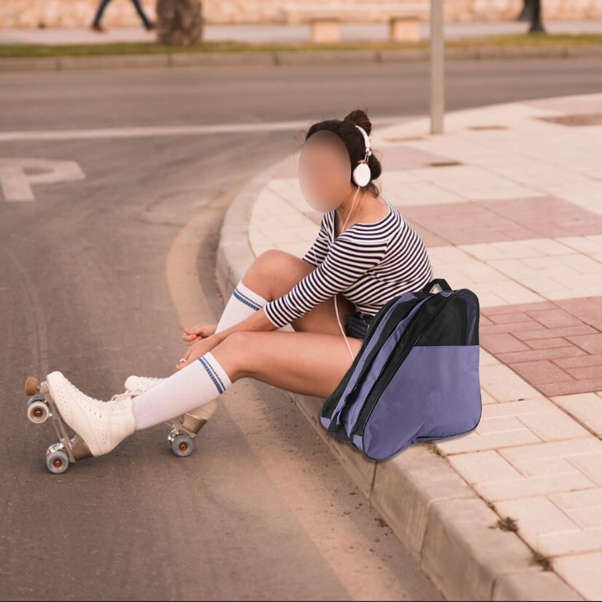 Bolsa para patines de mujer, hielo, esquí, hockey sobre hielo adulto (morado)