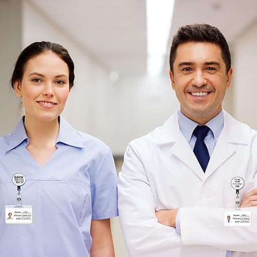 Miniatura 7 de 5 piezas divertido carrete de insignia de enfermera retráctil, soporte de insignia con cita para credencial, lindo identificador personalizado para