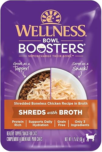 Miniatura 9 de Wellness Bowl Boosters - Decoración húmeda para gatos, atún en copos y camarones en caldo, 1.75 onzas (paquete de 12)