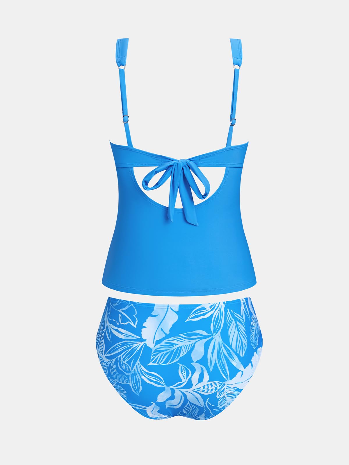 CUPSHE Costume da bagno tankini da donna con scollo a V e spalline regolabili in rete con ritaglio sul retro da annodare, costumi da bagno increspati