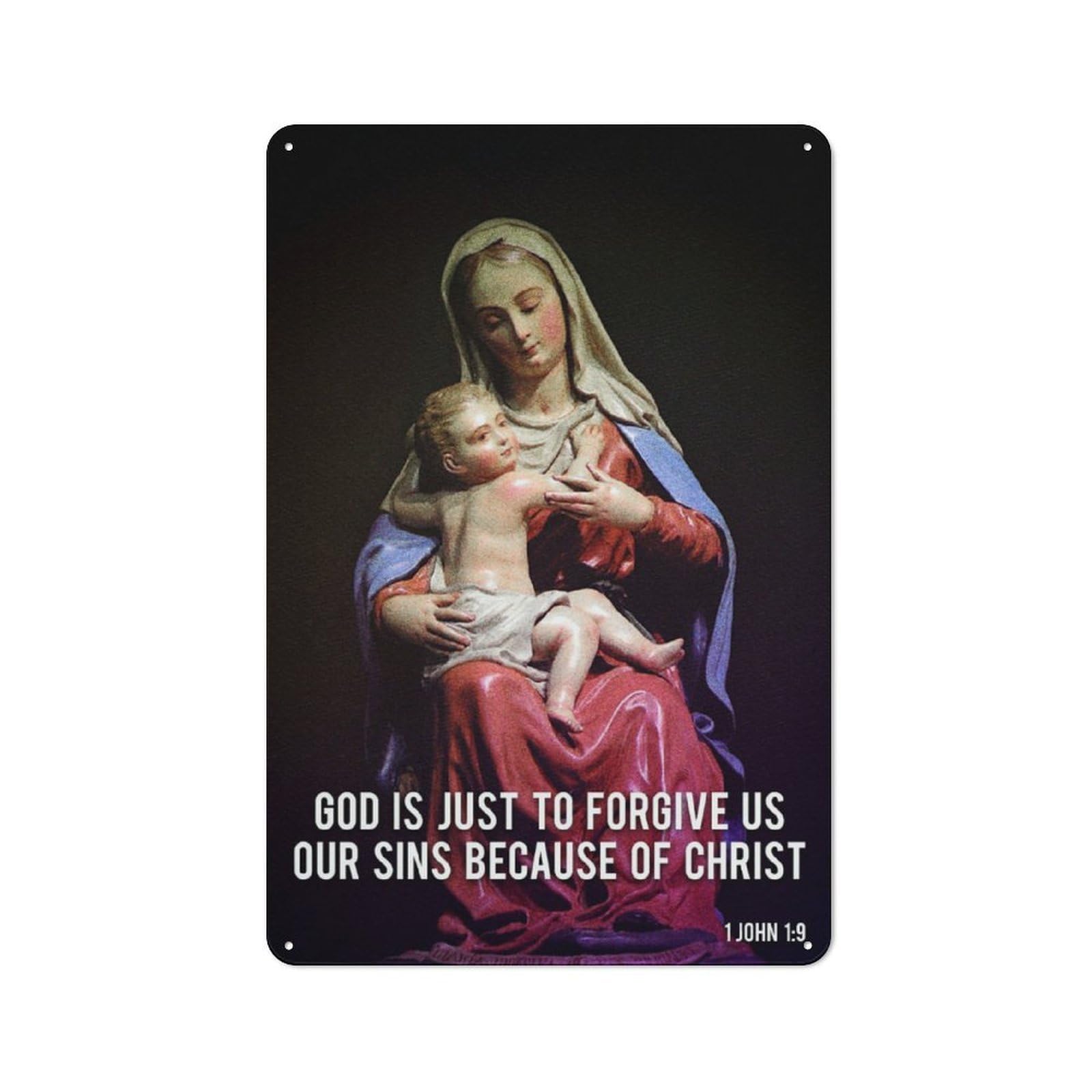 Junmoney Mary Mother Of God Metal Wall Sign 30X20cm Featuring For Workshop Wall, Suited To Metal Sign Collectors