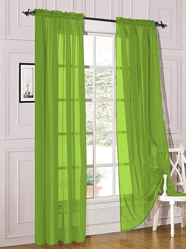 Decotex - Juego de 2 cortinas de gasa transparente para ventana con barra de filtrado, disponible en una variedad de tamaños y colores