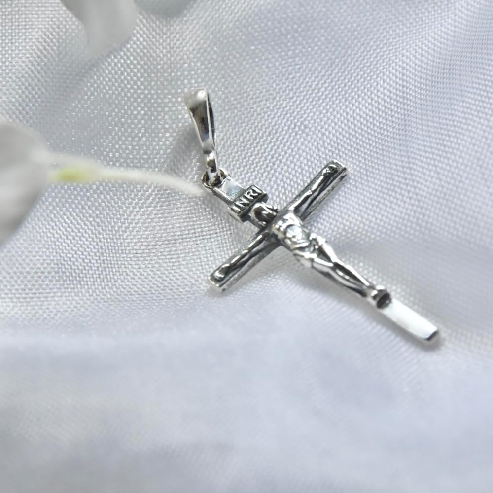 アクセサリー vintage silver925 Jesus cross necklace 925 Sterling Silver Cross Jesus with Crown Ring Pendant