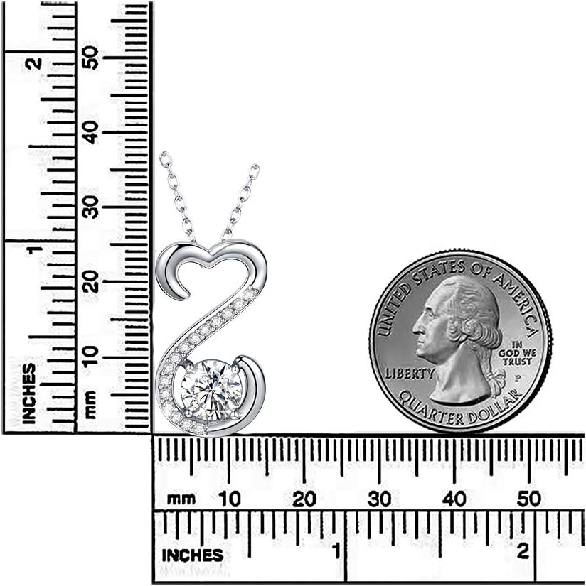 APOTIE Sterling Silver Open Heart Necklace - CZ Pendant Jewelry Gift for Mom Women - Image 7