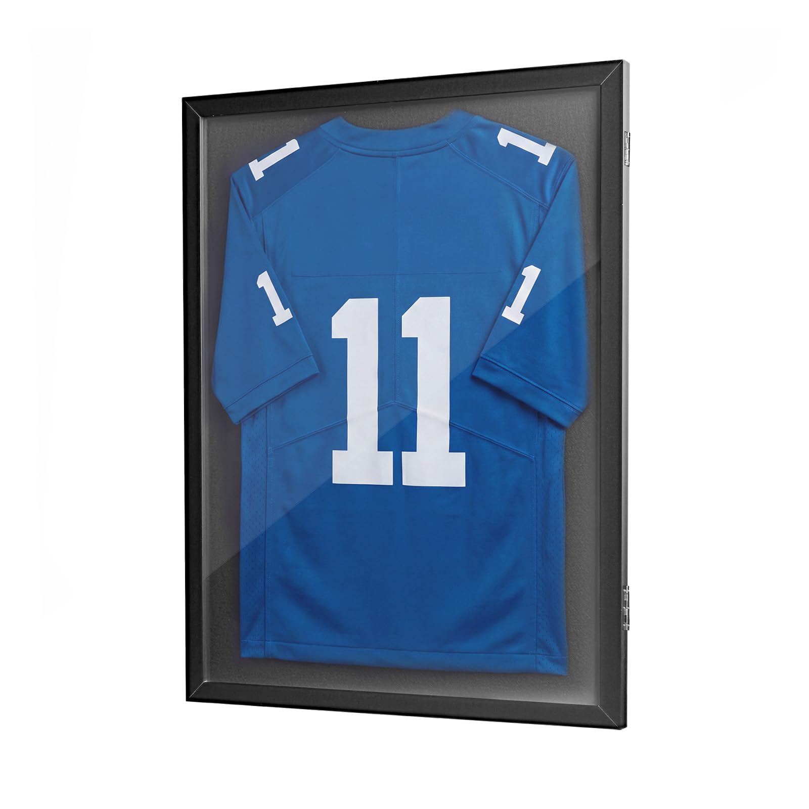 VEVOR Marco de Camisetas de Madera 59 x 79,5 cm, Vitrina para Camisetas Deportivas con Panel de Policarbonato con Protección UV, Expositor para Uniformes de Baloncesto, Fútbol, 2 Piezas, Negro