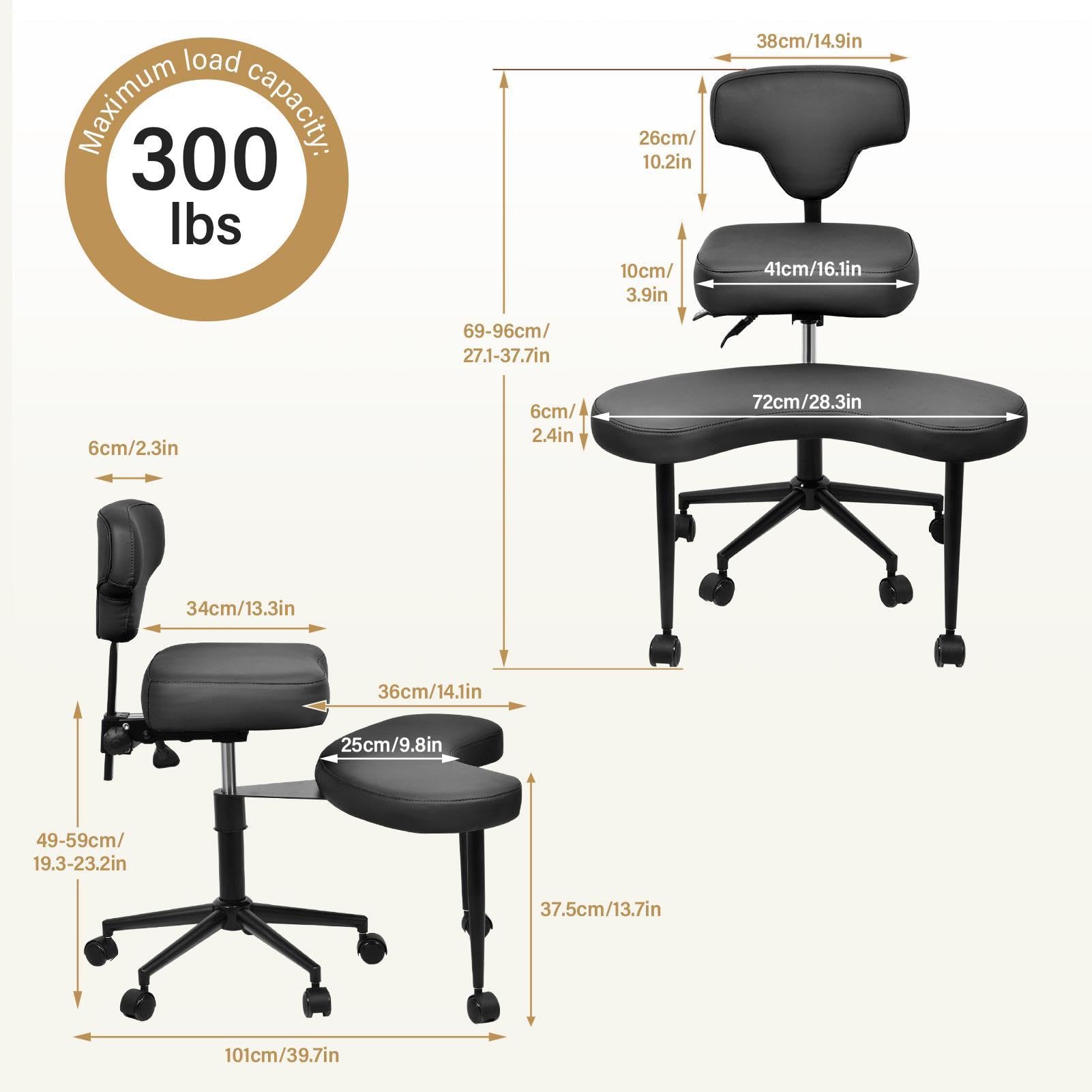 Générique Chaise de méditation, Chaise à Coffre croisée avec Roues TDAH, Table de avec Soutien Lombaire et Hauteur - Tabouret ajusté, Chaises de méditation Ergonomique pour Fidget Philipes - Noir
