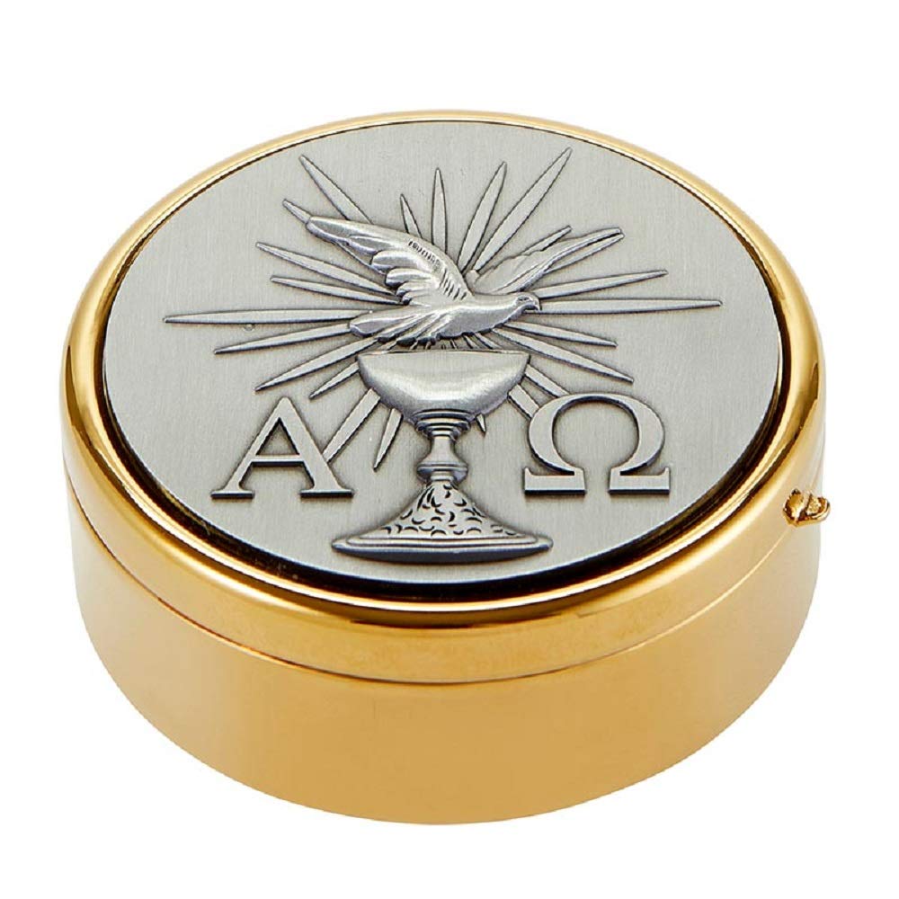 Photo 1 of Christian Brands Eucharist Pyx Polished Brass, 3.25", Dove Alpha Omega