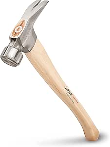 ESTWING Sure Strike California Framing Hammer - 25 oz Straight Rip Claw with Milled Face &amp; Hickory Wood Handle - MRW25LM