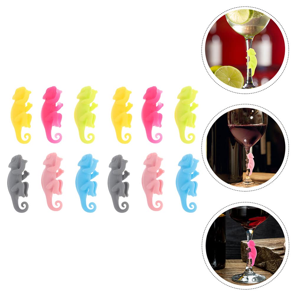 12 Marqueurs Verre Silicone Animaux Marins - Identificateurs Réutilisables Colorés Pour Verres à Vin, Cocktails, Fêtes Et Apéros