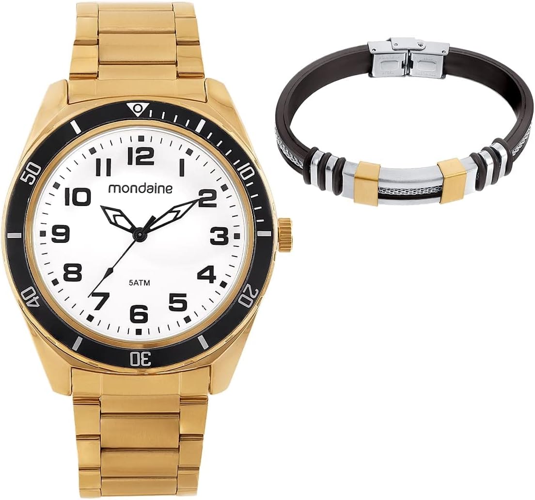 Relogio Mondaine Masculino Ref: 53768gpmvde3 Casual Dourado