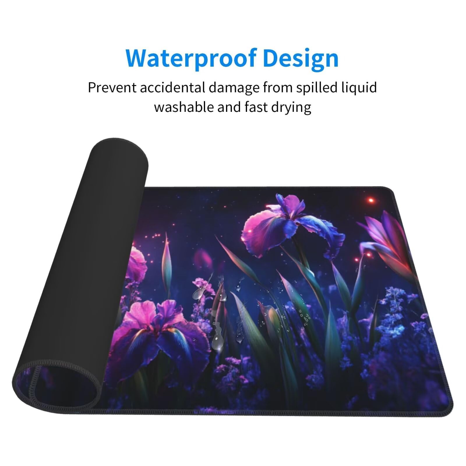Fioletowa podkładka pod mysz XXL kwiat mata na biurko 1600 x 800 x 3 mm zmywalna podkładka do gier na laptopa, z antypoślizgową gumową podstawą do gier, komputera, personelu biurowego Y19
