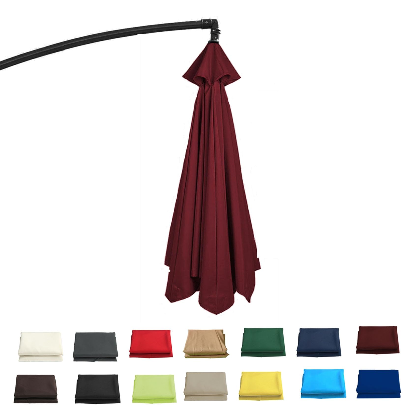 GZDXBF Sun Umbrella Replacement Cloth｜Replacement Parasol Cover｜200/230/250/270cm/300cm-6/8ribs｜Garden Parasol Canopy Cover Replacement (UV 50+ Protection)(Burgundy,6 RIBS: 300CM/9.8FT)