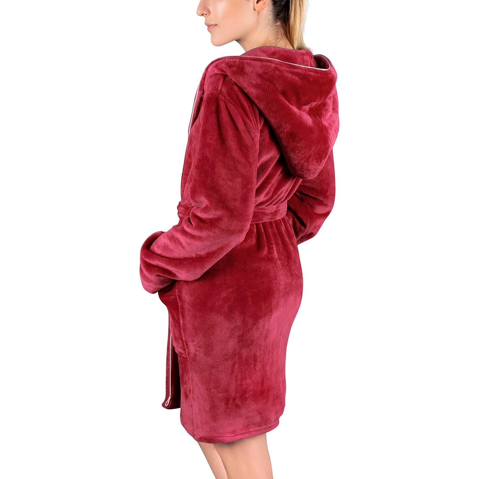 Peignoir court moelleux pour femme - Peignoir de sauna avec capuche