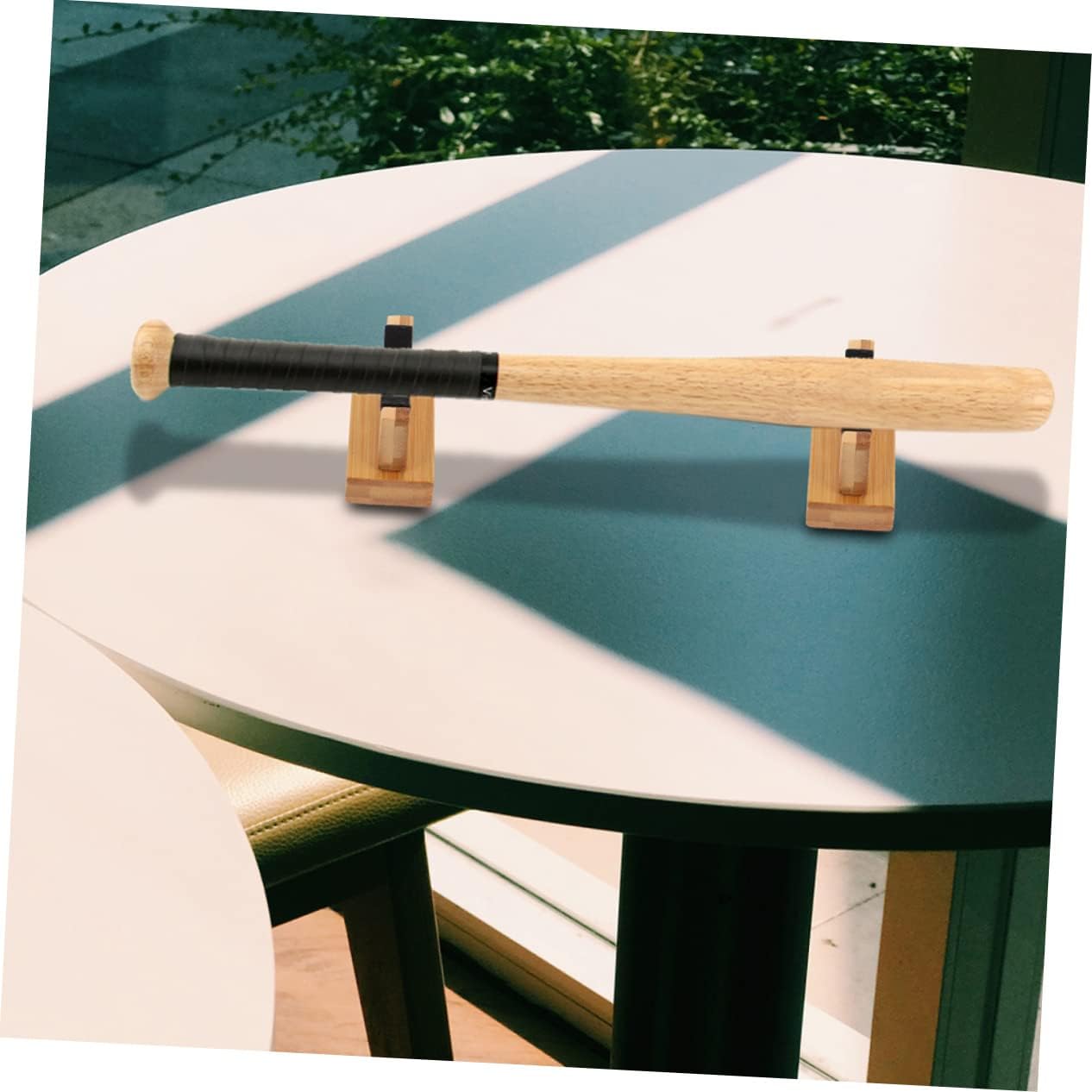 Outanaya 2sets Baseball Bat Display Racks Bamboo Bat Holders Hockey Sticks Wall Mount for Displaying Racks