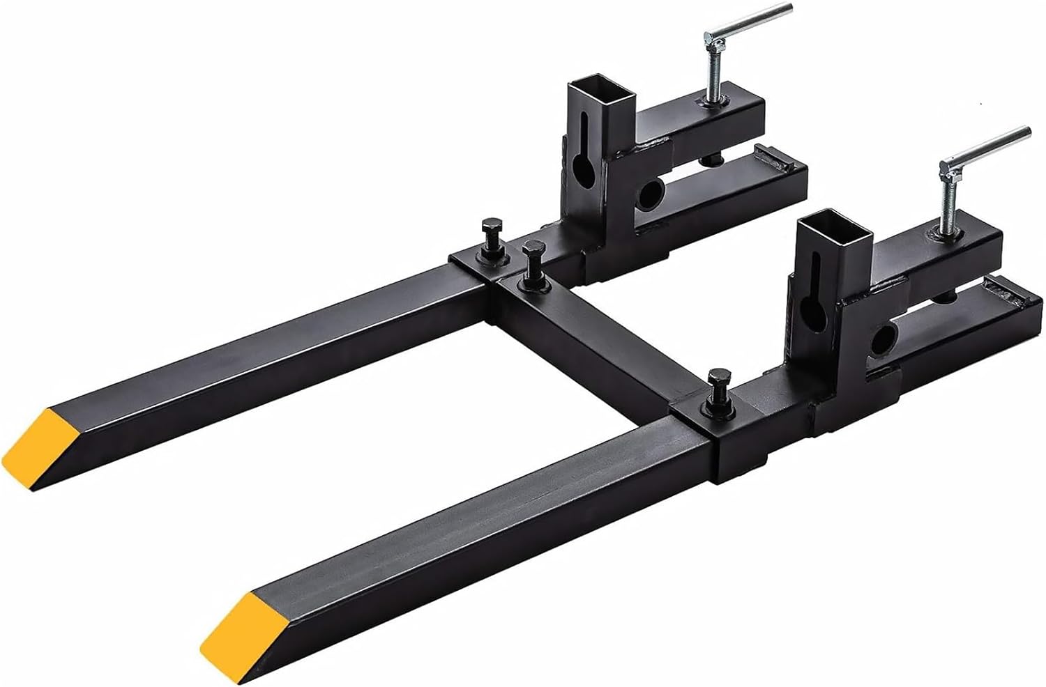 43" Clamp-On Pallet Forks with Adjustable Stabilizer Bar, 2000 Lbs Capacity for Heavy-Duty Tractor Bucket, Skid Steer, and Loader (2000 Lbs/No ASB, 43")