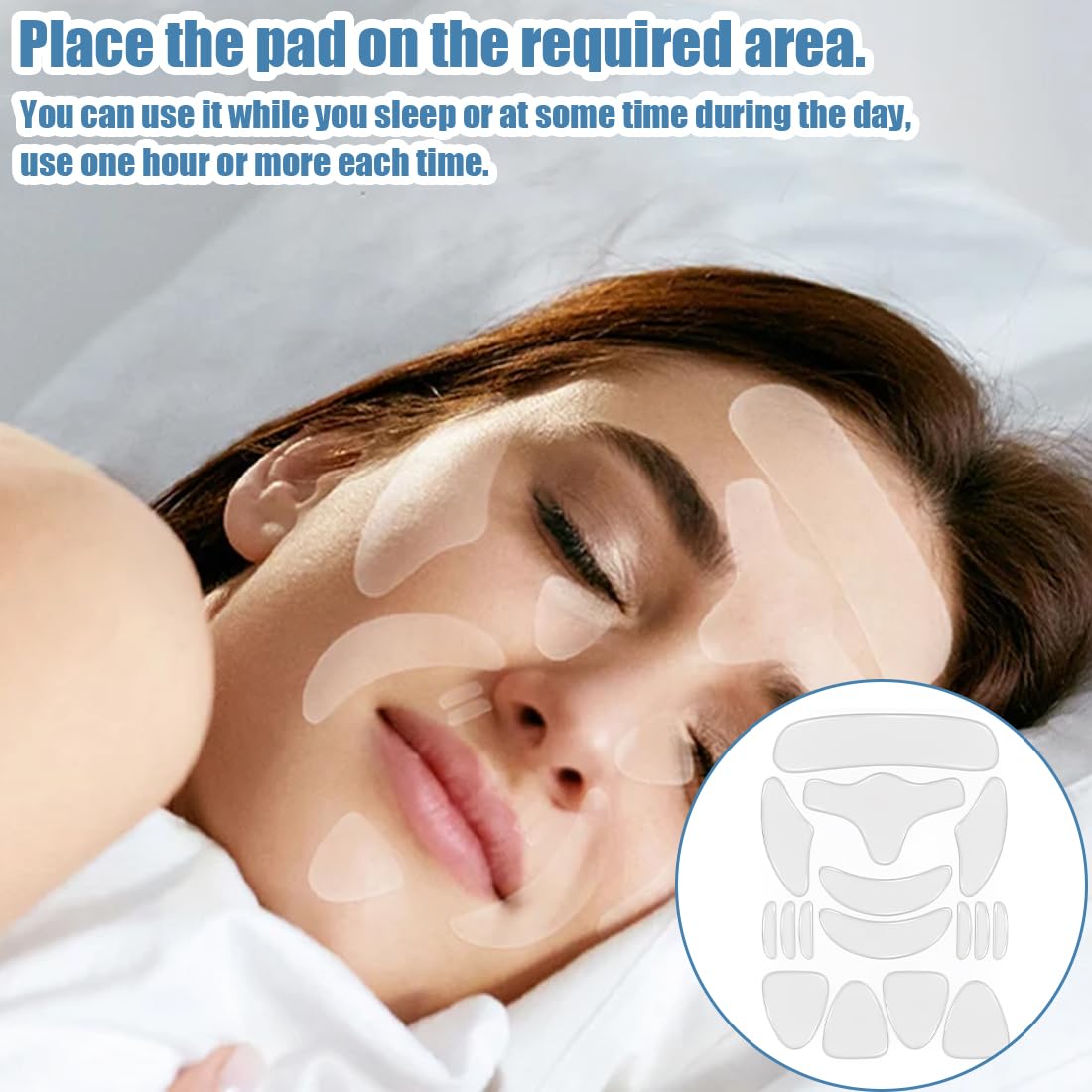16 Pezzi Cerotti Anti Rughe Silicone Patches Riutilizzabili per Viso, Bocca, Fronte, Mento Set di Patch per il Viso