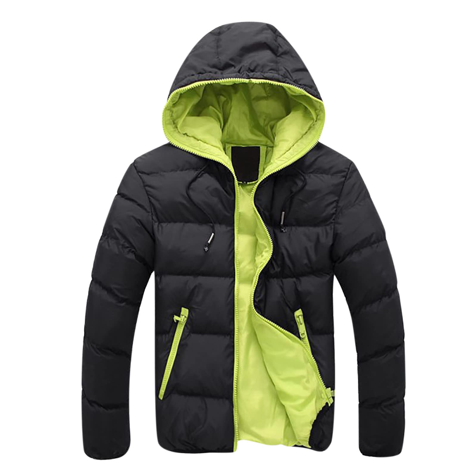 tuduoms Full Zip Coats for Men Packable Quilted Down Jacket Contrast Colored Lightweight Puffer Jackets Winter Outerwear