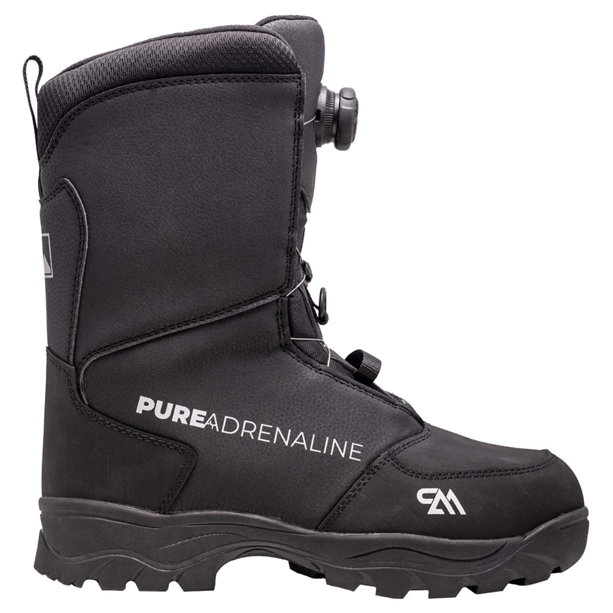 PureAdrenaline Men's Cornice Series Snowmobile Boots - Tech Coil Lacing w/3M Thinsulate (Black/White - 9)