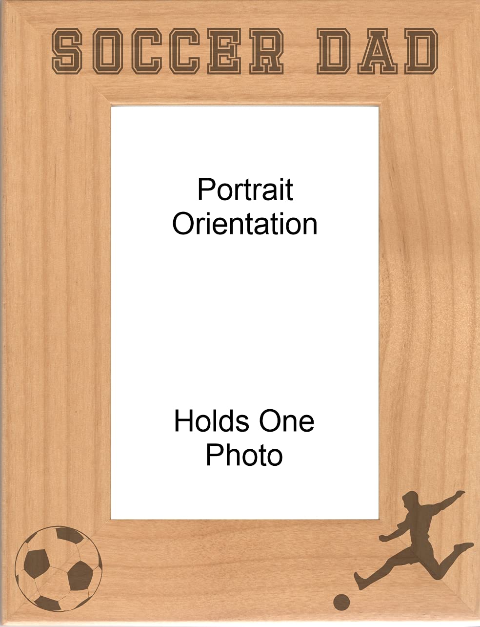 Sports Frames Soccer Dad Engraved Natural Wood Picture Frame, Gifts for Dad