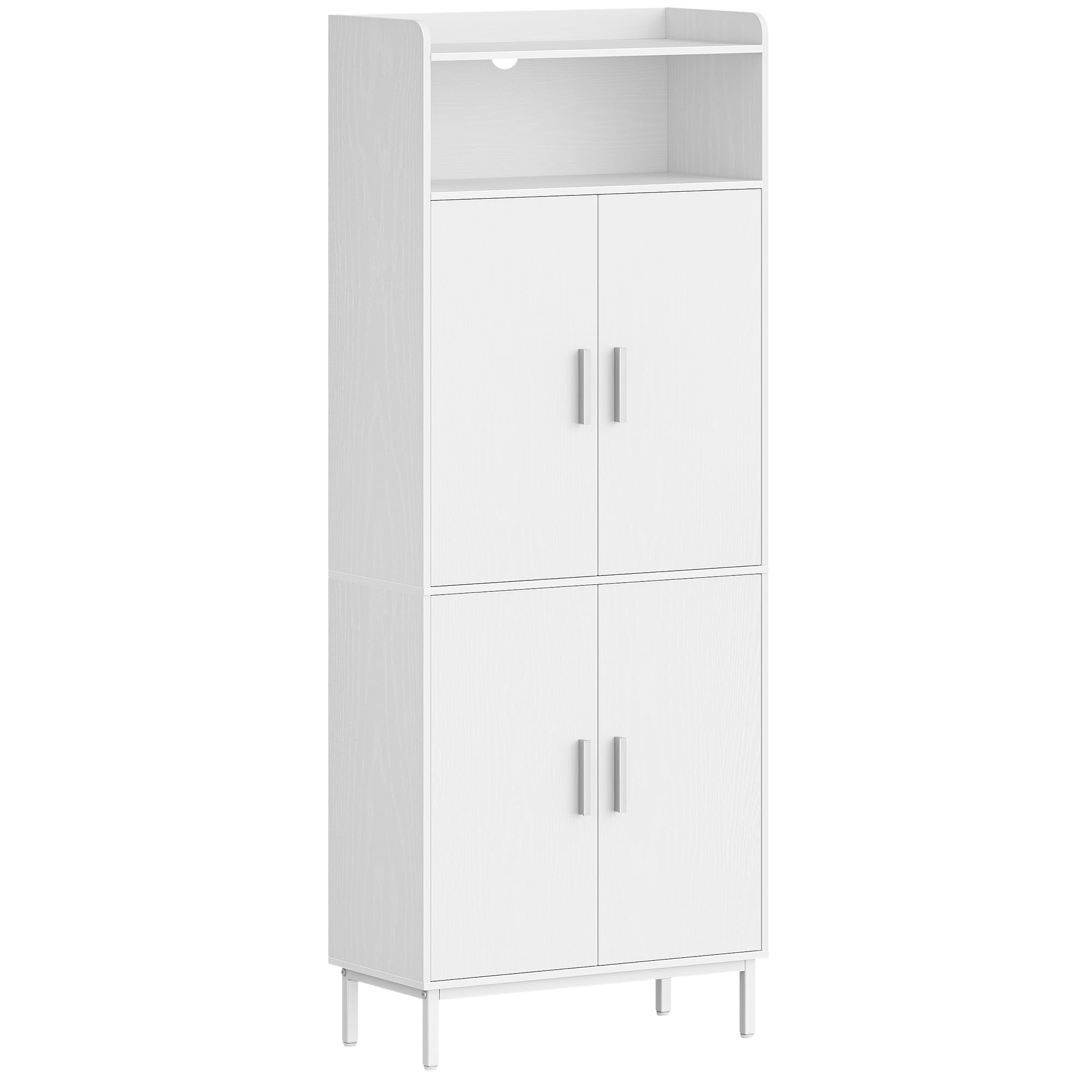 Hzuaneri Badezimmerschrank mit 4 Türen und 1 offener Bereich | Badschrank mit Verstellbare Ablage, Aufbewahrungsschrank, Badezimmer, Wohnzimmer, 30 x 60 x 160 cm, Weiß SC45713W
