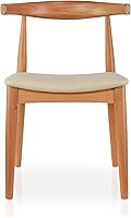 Vista 10 de 2xhome Juego de 2 sillas de comedor de madera maciza Asiento acolchado tapizado de lino beige Silla lateral moderna estilo codo de granja Negro
