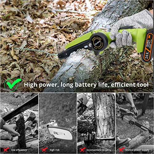Qooltek Akku-Kettensäge 6 Zoll, Elektrische Motorsäge, tragbare Mini Kettensäge zum Holzschneiden, wiederaufladbare… – Bild 6